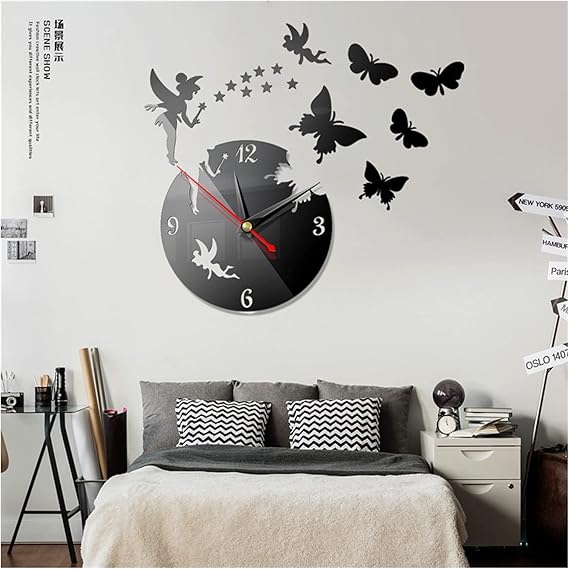 Wooden Butterfly Wall Clock