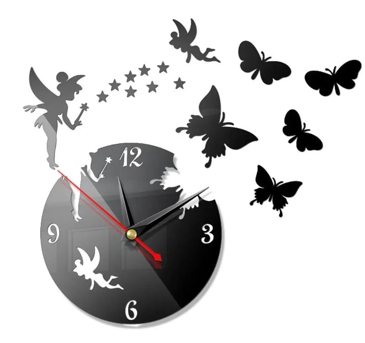 Wooden Butterfly Wall Clock