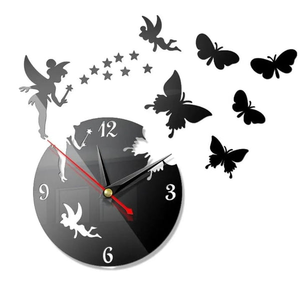 Wooden Butterfly Wall Clock