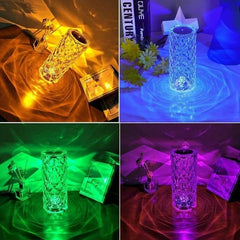 16 Colors Diamond Rose Crystal Touch Lamp With Remote & Rechargeable